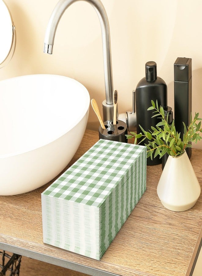 JarThenaAMCS Sage Green Paper Guest Napkin Buffalo Plaid 3 Ply Disposable Napkin Checkered Dinner Hand Napkin Towel for Party Supplies Table Decor, 50Pcs - Image 5